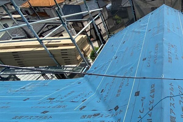 千葉県四街道市　K様邸　屋根重ね葺き工事・外壁塗装　改質アスファルトルーフィング　防水シート (3)