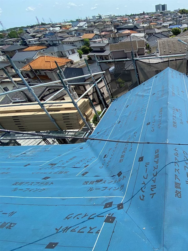 千葉県四街道市　K様邸　屋根重ね葺き工事・外壁塗装　改質アスファルトルーフィング　防水シート (3)