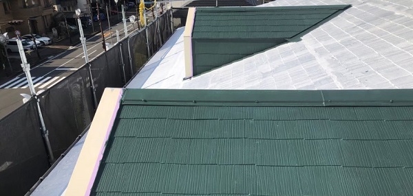 四街道市　クリニック　屋根塗装・外壁塗装　大屋根、下屋根、ドーマー中塗り (1)