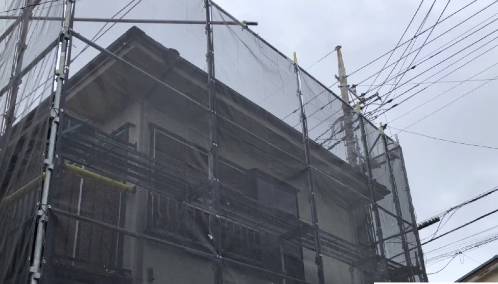 千葉県習志野市　M様邸　外壁塗装　足場の設置（1）