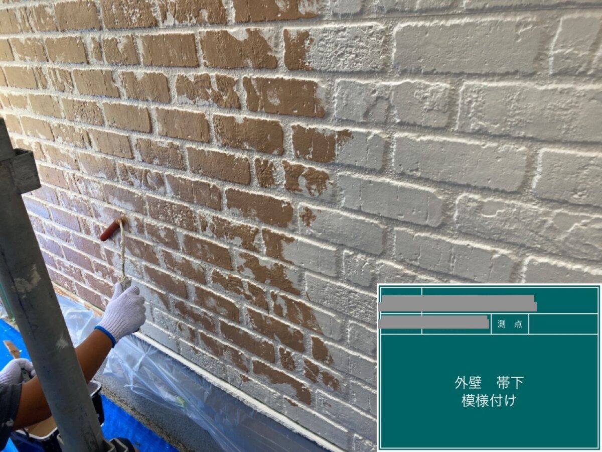 千葉県千葉市稲毛区　K様邸　外壁塗装、外壁・帯下の模様付けを行いました！（1）