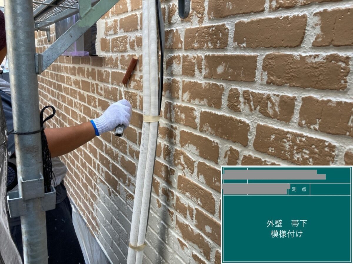 千葉県千葉市稲毛区　K様邸　外壁塗装、外壁・帯下の模様付けを行いました！（2）