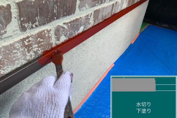 千葉県千葉市稲毛区　K様邸　外壁塗装、水切りのケレン・下塗り