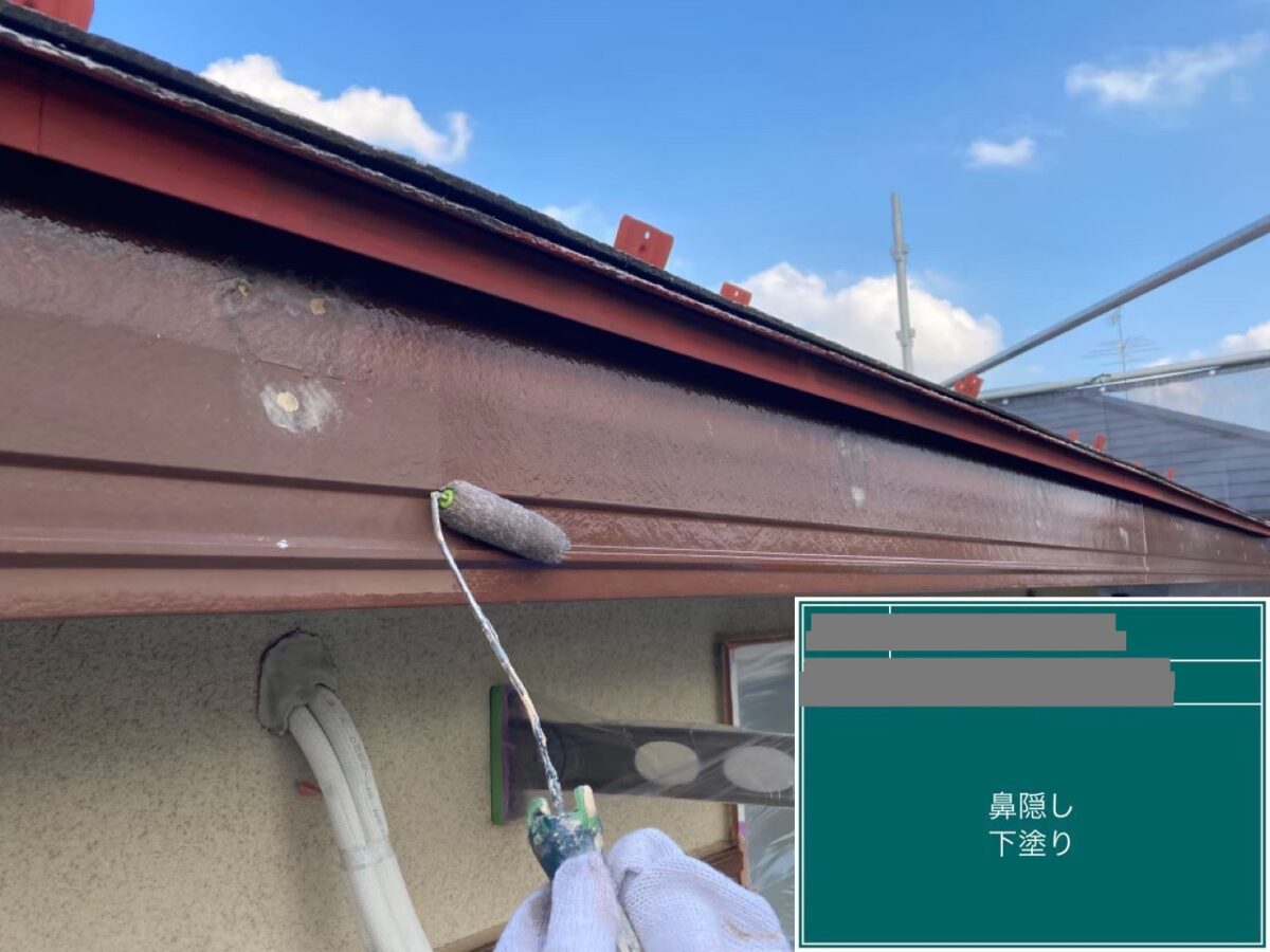 千葉県四街道市　O様邸　外壁塗装、鼻隠しのケレン、下塗り（2）